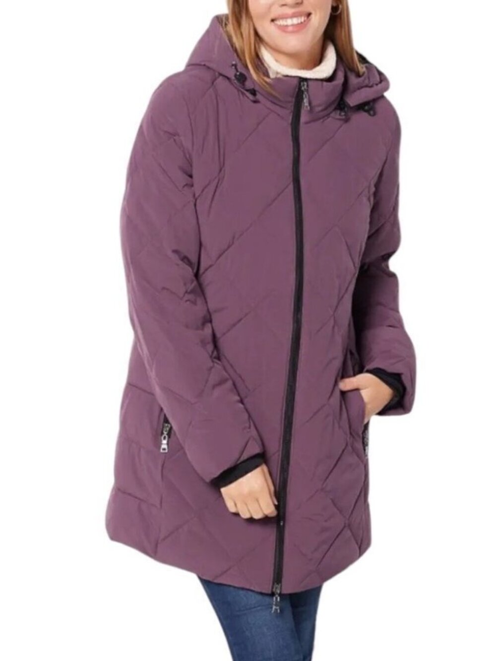 Nuage Removeable Hood Quilted Stretch Puffer Coat